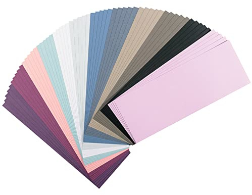 Florens Cardstock slät flerfärgad – färgade korttillbehör 11,5 x 30,4 cm – vinter – 60 ark – färgat papper för scrapbooking, korttillverkning och annat pappershantverk – 216 GSM