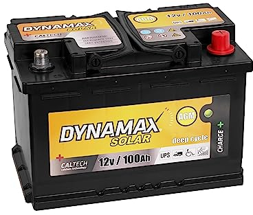DynamaxSolar AGM Batterie 12v 100Ah Solarbatterie akku Solar Deep Cycle Verbraucherbatterie Wohnwagen Versorgungsbatterie Bootsbatterie 100 Ah