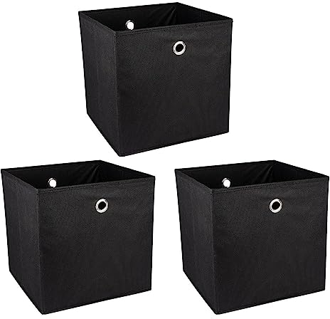 Ideen mit Herz Aufbewahrungsboxen | faltbar | 30 x 30 x 30 cm | 3 Stück (schwarz)