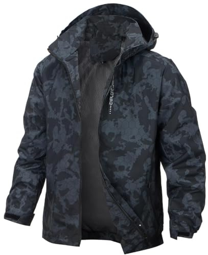 PADOLA Veste Homme mi Saison Veste de Pluie Homme Coupe Vent imperméable Blousons Printemps été Softshell Camouflage Legere Manteau Automne Hiver (0 Noir 2XL)