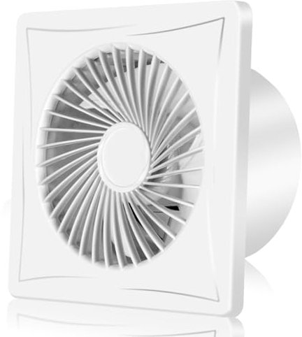 LeKaufen Bathroom Extractor Fan Bathroom 6 Inch Ø 150mm, Exhaust Fan with Backflow Flap, Powerful 200m³/h Airflow, Silent Ventilation Kitchen, Window Wall Glass Mounted for Shower Toilet Garage
