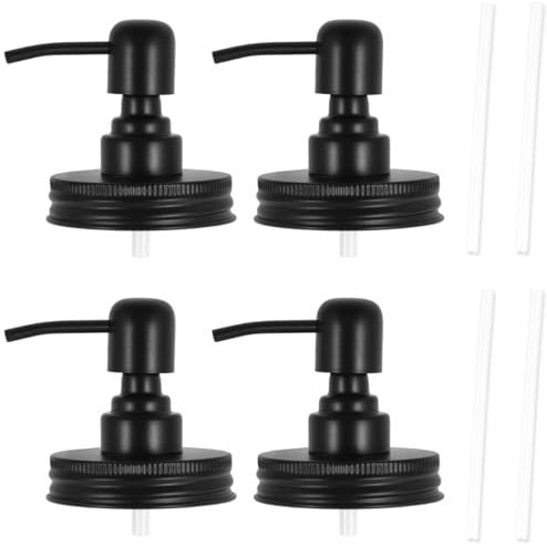 yupogongfu 4Pcs Mason Jar Soap Dispenser Lids with Pumps 304 Stainless Steel Lotion Dispenser Lids Leakproof Dispenser Pump Lids Rustproof Hand Soap Pump Lids for Mason Jars SH