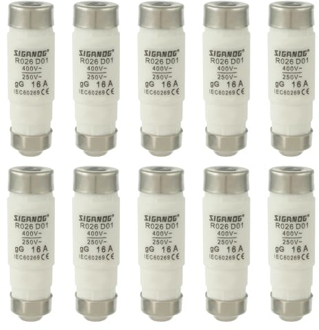 SIGANDG Neozed Sicherungen, D01 16A gL/gG 400VAC, D0-Typ Sicherungseinsatz (10 Stück)