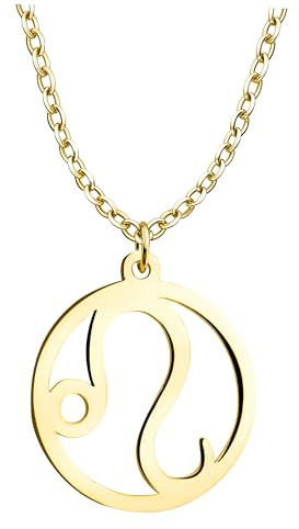 Sofia Milani - Collar para Mujeres en Plata de Ley 925 - Chapado en Oro - Colgante de Signo de Leo - N0729