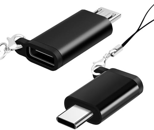 BORLTER CLAMP USB C auf Micro USB Adapter/Micro USB auf USB C Adapter 2er-Pack, Typ-C oder Micro USB OTG Adapter für Laptop, Tablet, Smartphone und mehr, Schwarz