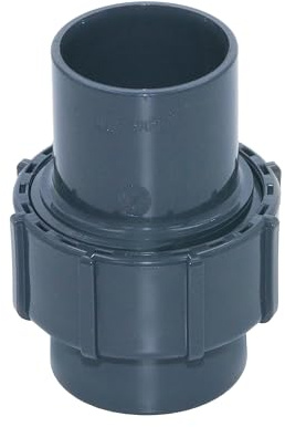 HAF PVC Flexfit Übergangsverschraubung mit 50mm x 50mm | Klemmkupplung x Klebemuffe | Klemmverbinder aus grauem PVC | PN4 für Verbindung von Flexschlauch, Poolverrohrung, Druckleitung, Rohrleitung