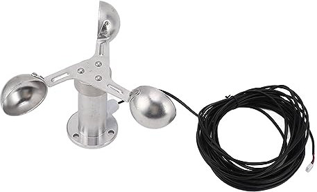 Tomotato Sensore di Monitoraggio della velocità del Vento, Anemometro Indicatore del Vento Anemometri in Lega di Alluminio Sensore di velocità del Vento a 3 Tazze