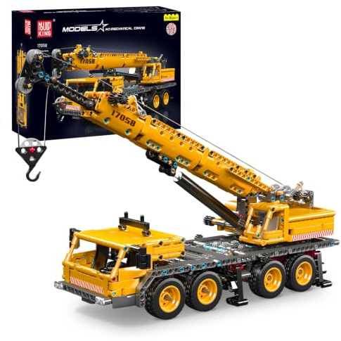 Mould King 17058 Technik LKW Kran Baukasten, Schwerlastkran Kranwagen Modell Bauset, 997 Teile Technologie Ingenieurwesen LKW Klemmbausteine Bausatz