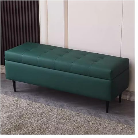 WIGSELBL Gepolsterte Polsterbank mit Stauraum, Fußhocker, Bettbank, moderne gepolsterte Bank mit Stauraum, Fußbank, Mehrzweck-Fußstütze, Sofa-Hocker (Farbe: Grün, Größe: 120 cm)