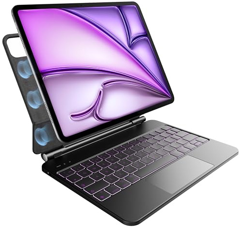 pankeybd Tastatur für iPad Air 13 Zoll (M3 2025 und M2 2024) und iPad Pro 12,9 Zoll 6. 5. 4. 3. Generation, 7-farbige Hintergrundbeleuchtung, Multi-Touch-Trackpad, schwebendes magnetisches Design
