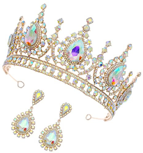 Holibanna 1 Satz Brautsträuße Für Die Braut Dekorationen Schmuck Hochzeit Königin Braut- Krone Ohrringe Aus Sterlingsilber Für Frauen Kleid Modisch Dekorativ Brautjungfer Strasssteine