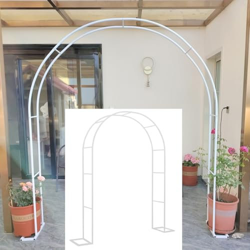 Treillis de jardin en métal blanc pour plantes grimpantes, vigne de rose, pergola pour jardin, fêtes et cérémonies de mariage, 2 x 2,3 x 0,4 m