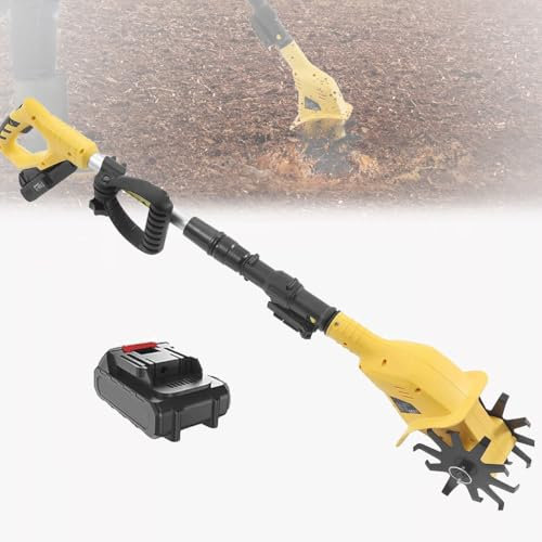 GAYAYAS Rotavator de Jardin Rotavator de Jardin électrique, Longueur de poignée réglable de 97 à 127 cm, motoculteur de Sol alimenté par Batterie, pour Jardin, pelouse, Jardin