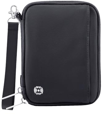WALNEW Passport Holder for Travel, RFID Blocking Travel Walle Essentials | Travel Document Holder, Passports Wallet Pouch with Card Slots Zipper Pocket for Women Men