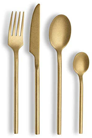 ECHTWERK Tafelbesteck Malou, Stonewashed champagne, 16-teilig, Essbesteck für bis zu 4 Personen, Hochwertiger Chromnickelstahl, Edelstahl