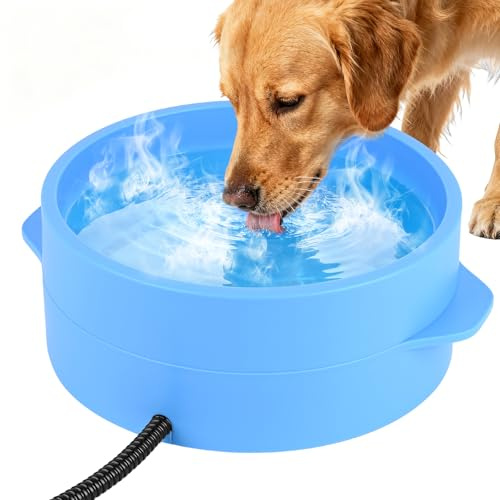 Dreamhigh® Haustier Beheizter Wassernapf, 3.2L Großer Beheiztes Frostschutz Tränkebecken, Temperaturregelung 25-35°C, BPA-frei, 2m Anti-Bite Kabel, Katzen, Hühner, Hasen im Winter