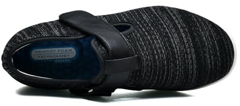 JTNZDAW Chaussure Diabetique Homme Tennis Femme Confortable Pantoufles Chaussons OrthopéDique Diabétiques Chaussures pour œDèMe DiabéTiques(BlackGrey,38 EU)