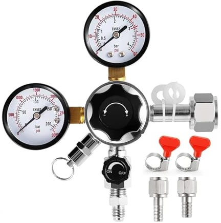 co2 Regulator, CGA-320 Keg Regulator,Dual Stage Gauge Co2,Compatible for Kegerator Pressure with 1/4Inch & 5/16Inch Connectors Durable,for kegerator