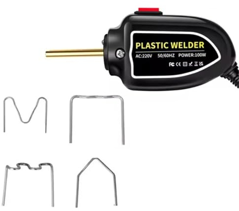 Soldadores pistola de soldagem de plástico Máquina de soldadura de plástico de 100 W, pistola soldadora de plástico, 200 grapadoras calientes, kit de reparación de parachoques, soldador(Black)