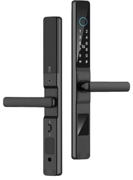 HEALBYBLE Serratura impermeabile impronta digitale RFID for la porta scorrevole di spinta interno all'aperto con mortasa 2585 3085 4085,Sicurezza degli accessi(Black A TTLock 8525)