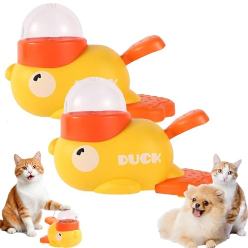 Duck Cat Treat Dispenser, Cat Feeder, Interactive Dog Food Dispenser Toy with Button, 2-in-1 Interactive Dog Puzzle Toy & Slow Feeder (2PCS)