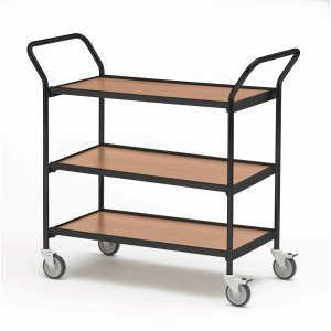 Helge Nyberg Tischwagen 2 Fahrhandgriffe 3 Etagen 80x42cm schwarz/buche/kirsche
