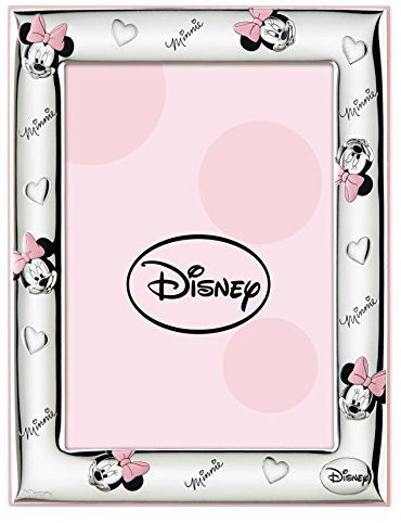VALENTI & CO. D120 3LRA Disney Baby - Minnie Mouse - Cornice Porta Foto da Tavolo in Argento per Neonato e Bambina, 9x13 cm