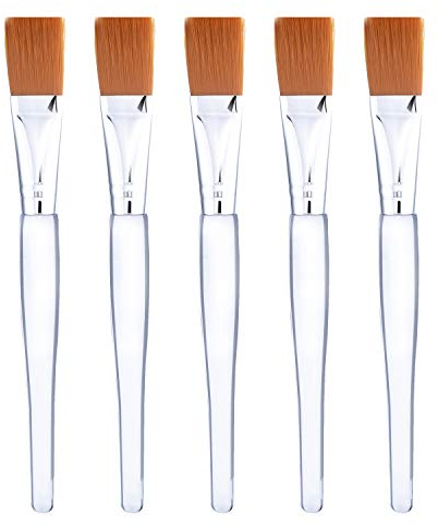 Facial Mask Brush Makeup Brushes Cosmetic Tools with Clear Plastic Handle, 5 Pack (Silver)