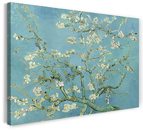 Printed Paintings Stampa su Tela con Telaio (120x80cm): Vincent Van Gogh - Ramo di mandorlo Fiorito (1890) - Quadri Moderni