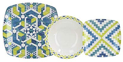 Tognana Juego de mesa de 18 piezas Tulum New Bone China 6 pisos 6 hondos 6 fruta