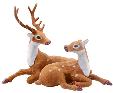 Amosfun 1 Paar Kleine Rentier Figur Elch Hirsch Figur Weihnachten Deko Figuren Miniatur Ornament Auto Dekofigur Tierfigur Weihnachtsfigur Weihnachtsschmuck Tischdeko