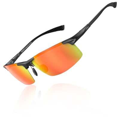 DUCO Herren Polarisierte Sonnenbrille mit Metallrahmen und Kohlefaser Brille Beine Männer Sonnenbrillen Sportbrille Fahrerbrille UV400 CAT 3 8277 | 23g Ultraleichte Fahrerbrille für Männer, UV400-Schutz Verspiegelt Linse Kategorie 3, Verstellbare Nasenpads, Federscharnier