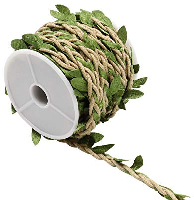 CCUCKY 10M vignes artificielles, Feuilles de Lierre de Feuillage, rotin décoratif de Toile de Jute, pour la fête de Festival et la décoration de Mariage de DIY (Kaki)
