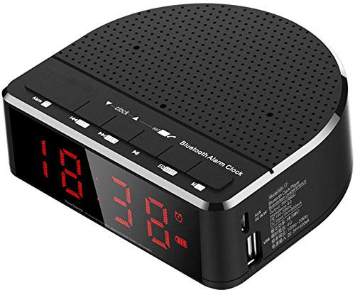 Enceinte Bluetooth Enceinte Bluetooth Portable Mini Enceinte Bluetooth Portableradio-Réveil Numérique avec Haut-Parleur Bluetooth Affichage Numérique Rouge avec 2 Gradateurs Radio FM Port USB Réveil