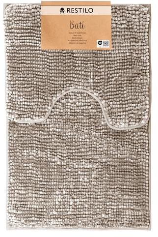 RESTILO Badmatta toalettmatta set 50 x 80 40 x 50 cm badrumsmattor badrumsmatta halkfri bati cappuccino