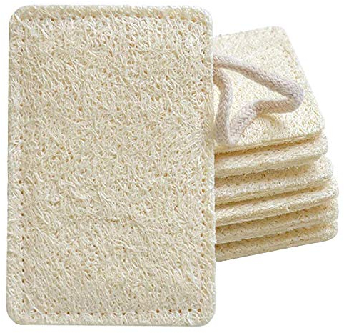 JPYH Esponja Natural, Esponja de Lufa Natural, Cepillo para Lavar Platos de Lufa Espesado de Doble Cara, Fibra Natural, Cepillo de Olla Multifuncional Reutilizable, Vajilla, 7CM * 11CM, 7PCS