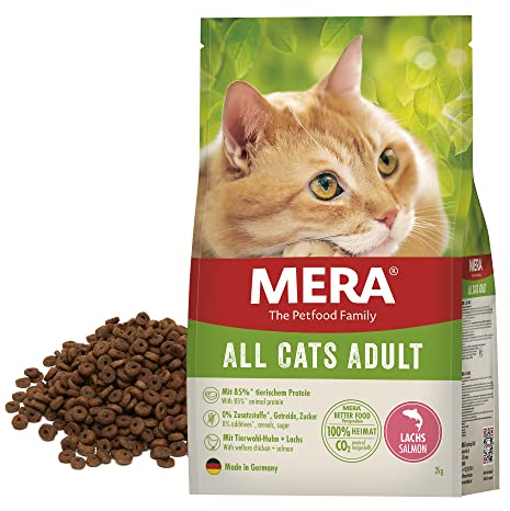 MERA Cats All Cats Adult Lachs - Trockenfutter für ausgewachsene Katzen - getreidefrei & nachhaltig - Katzentrockenfutter mit hohem Fleischanteil, 10 kg