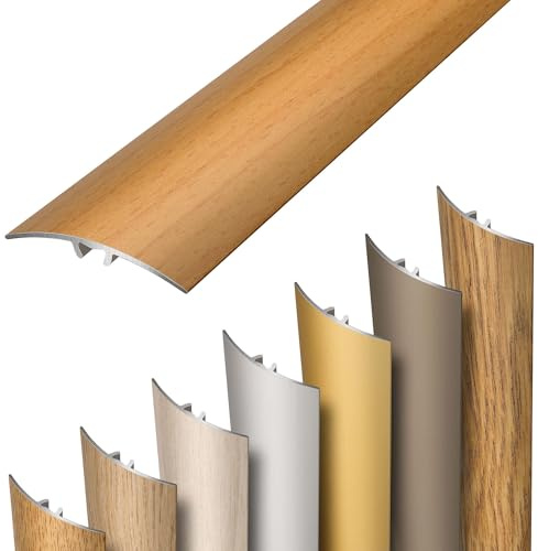 Dalsys Übergangsprofil selbstklebend, zum Stecken und verbinden 93cm x 37mm aus Aluminium, Boden Übergangsleiste Höhenausgleich in Buche