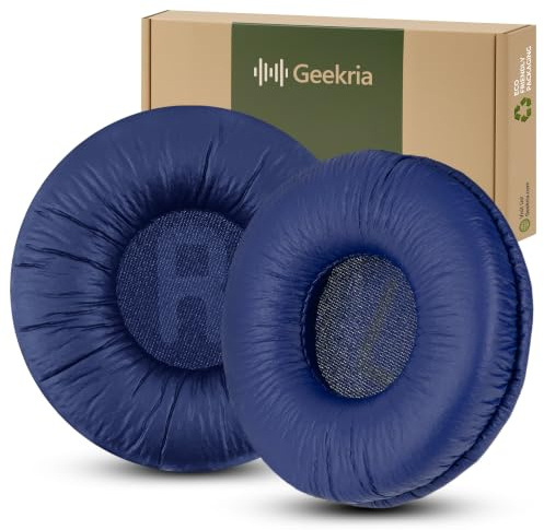 Geekria QuickFit Lederimitat-Ersatz-Ohrpolster, kompatibel mit JBL JR 300/300BT, T450BT, T500BT, Tune 500/500BT/510BT/520BT, mit Videoanleitung (Blau)