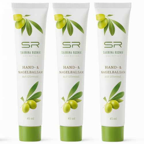 varivendo Notizblock + Sabrina Rudnik Hand- & Nagelbalsam Olive 3er Set, je 45 ml pflegende Handcreme für trockene Hände, rissige Haut und sanfte Nagelpflege