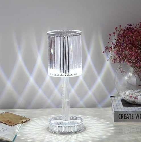 xiao Crystal Led Lamp, Crystal Diamond Table Lamp 3-Color Changing Touch Control Bedside Lamp with USB Cable Bedside Lamp,Party Dinner Decor Creative Lights. (B)