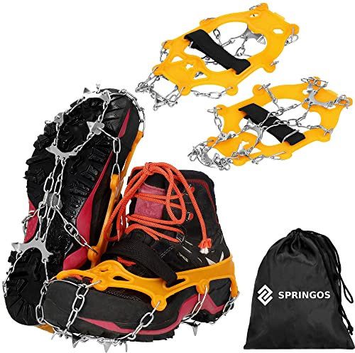 SPRINGOS Steigeisen Schuhkralen für Winter Größe M Spikes für Schuhe Anti-Rutsch 8 Zähne