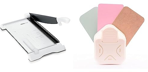IDEAL 1142 Schneidemaschine, Hebelschneider, Papierschneider bis DIN A3, Tischgröße 250 x 430 mm, Schnittlänge 430 mm, Kapazität 15 Blatt & Vaessen Creative 3-in-1 Eckenstanzer 4-7-10mm, Crème