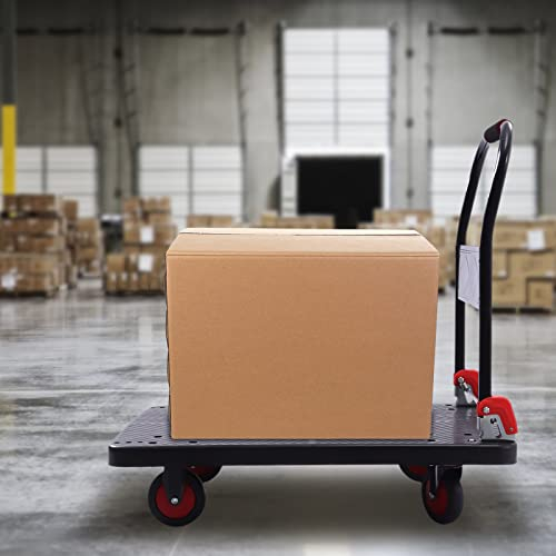 Chariot de transport, diable, pliable à une main, 400 kg, chariot à plateforme, chariot silencieux avec freins pour garage, atelier, jardin, etc