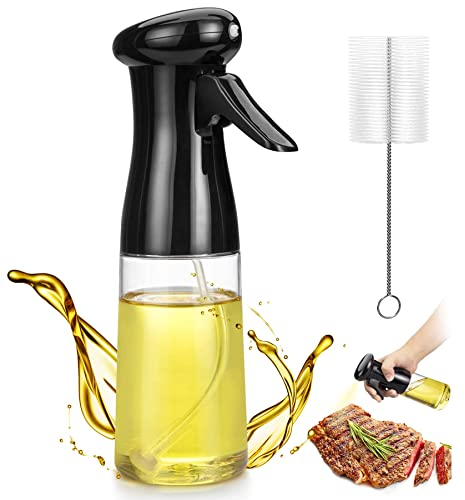 ztarraum Ölspender mit Pinsel, Essig-Spritzer, 200 ml Ölsprüher zum Kochen, Ölsprüher zum Kochen, Heißluftfräse, Grillen, Salat, BBQ, Backen (schwarz)