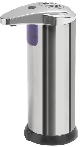 Gedy CHROMIS Dispensador jabon baño automatico y Gel higienizante con Capacidad de 240 ml, Cromo, Acero INOX y ABS, 7,4 x 11,3 x 18,4