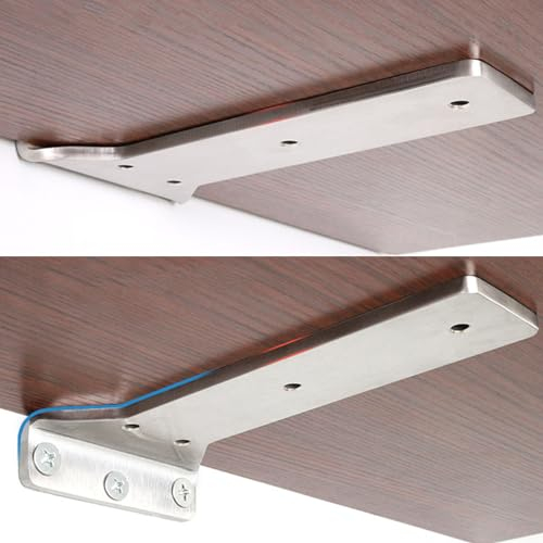 tow000ack 2x Edelstahl Schwebende Regalhalterungen,Wandregal Tablarträger Regalbodenträger Edelstahl L Förmige Unsichtbar Regalträger Regalwinkel Halterungen,mit Schrauben,Silber (250mm)