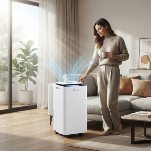 Alivio 10L/Day 200W Moisture Control Air Purifier Smart Dehumidifier with Auto-Off & 3-Speed Setting, Digital Display Quiet Technology for Basement, Bedroom, Home & Living Room