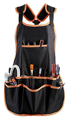 SRMAN Arbeitsschürze, Werkzeug, 16 Werkzeugtaschen, Werkzeuggürtel, verstellbare Weste, Werkzeugschürze für Arbeitsschürze und Damen, Arbeitsschürze mit wasserdichter Schürze und Segeltuchschürze,