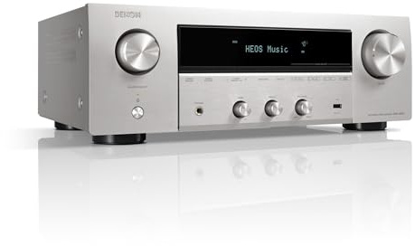 Denon DRA-900H 2.2 Ch 145W AV Receiver with HEOS Built-in, 8K Compatibility - Silver